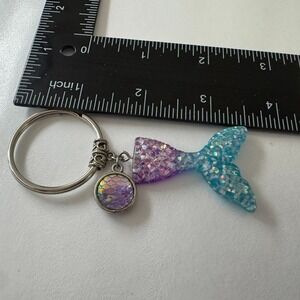Mermaid Tail Keychain Iridescent Fish‎ Scale Charm Key Ring Purple Blue
